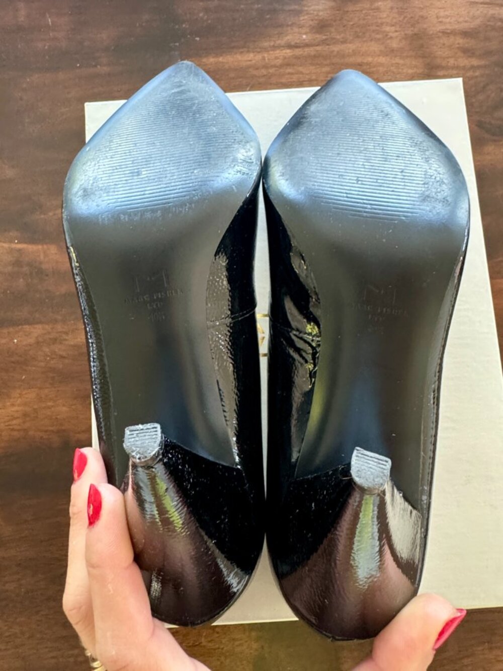 MARC FISHER Hesla Black Patent Leather Cone Heel Pump - Picture 10 of 12